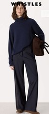 Whistles 100% Cashmere Roll/Polo  navy blue Neck Jumper Size Small Bnwt Rrp£199