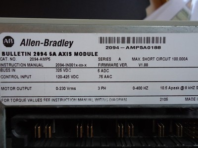 Allen Bradley Servo Controller Kinetix 6000 2094-AMP5 Ser.A V1.88 GEB