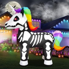6FT Tall Halloween Inflatable Unicorn Skeleton Outdoor Decoration