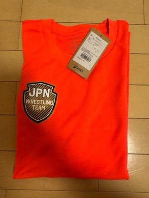 Asics Japan Wrestling National Team Shirt L Size Red Top Training Jersey New