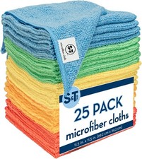 S T INC. 25 Pack Microfiber Cleaning Cloth, Bulk Towels for 25 Pack, Assorted
