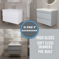700mm Wall Mounted Vanity Unit with Basin White / Light Grey / Dark Grey