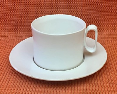 Bennington Potters Vermont White Cup (1626) 2-3/8  H & Saucer (1627) 6-1/8'' D