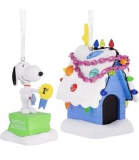 Snoopy and Doghouse Peanuts Hallmark Ornaments, Set of 2