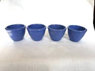 4 Custard Cups Blue Bauer Ringware Vintage California Pottery Ramekins