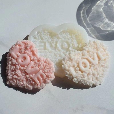 1Pc Rose Heart Shape Silicone Mold DIY Love Flower Candle Plaster Making Tool