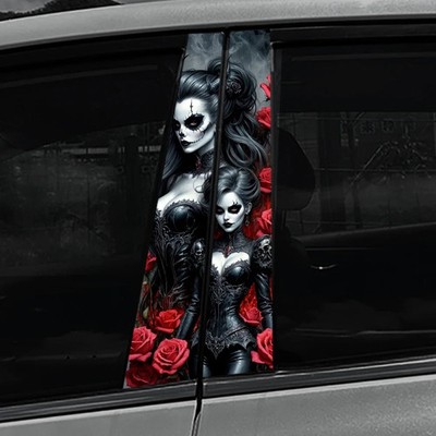 2x Gothic Skull Car B Pillar Centre Pillar Cover Sticker
