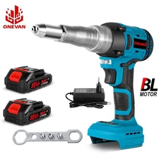 Cordless Rivet Gun Rivet Tool Electric Brushless Riveter Rivnut Tool w/2 Battery