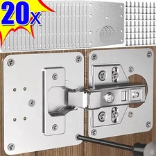 12 Kitchen Cupboard Door Hinge Repair Kit Plate and Fixing Screws Cabinet Hinges