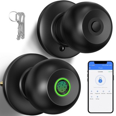 52HZ Fingerprint Door Knob with Lock, Smart Lock for Bedroom Door, Biometric Doo