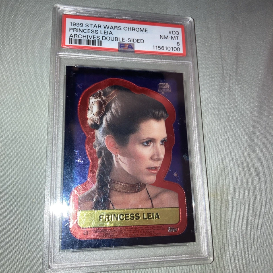 1999 Topps Chrome Star Wars PRINCESS LEIA Archives Double-Sided #D3 PSA 8 - Image 3 of 4