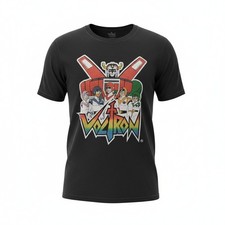 Voltron Shirt Official Merch Size L Cotton Black 80s Anime Robot Team Pre-owned