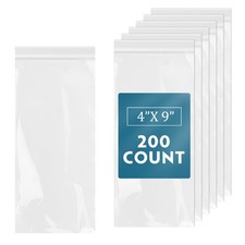 iMailer - 200 Pcs -4" x 9" Incense Bags-Resealable Zip 4" x 9", Transparent