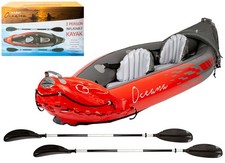 Inflatable KAYAK Two Seat Inc OARS PUMP & CARRY CASE 2 Person Red Canoe Boat Set