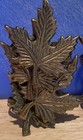 Vintage Set of 12 Brass Maple Leaf Napkin Rings w/Ribbed Loops — photo 2