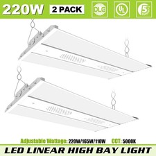 2Pack 220W LED Linear High Bay Light Commercial Warehouse Garage Ceiling Fixture
