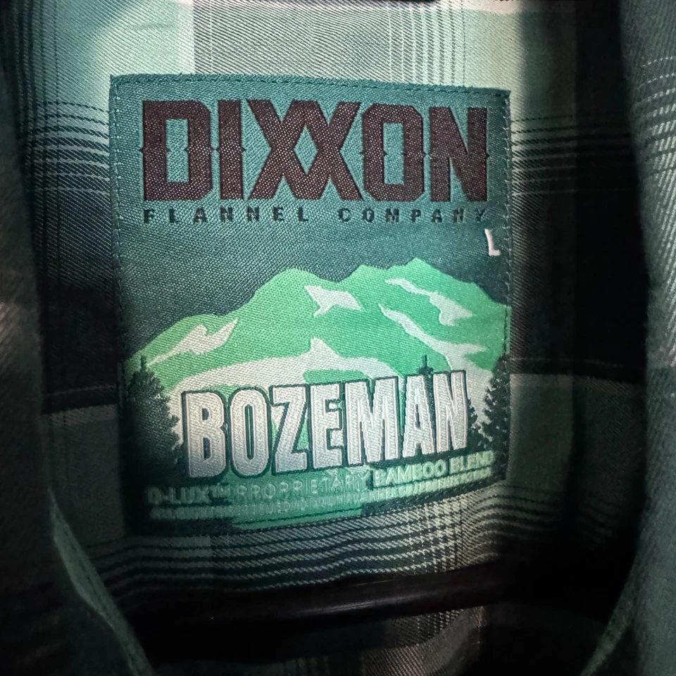 Dixxon 衬衫男式大号绿色粉红色格子 Bozeman Lasso 竹珍珠扣全新带标签 — 第 2/4 张图片