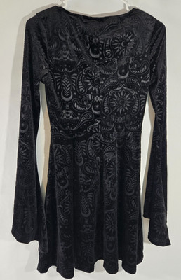 Killstar bell sleeve skater flare dress velvet XS