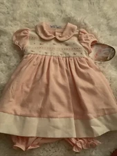 NWT Will'beth Pink Color 2pc Dress Newborn Bloomers Girls Frilly 