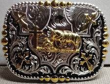 PRAYING COWBOY western style belt buckle Hebilla Vaquera