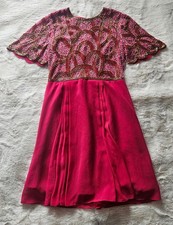 New Virgos Lounge Pink Dress 10 Beaded Embellished Wedding Races Art-deco Event