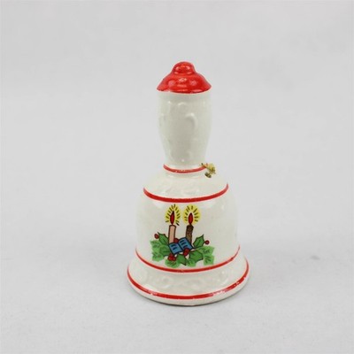 Vintage White Ceramic Mini Bell Christmas Motif 3.5'' Holiday Decor
