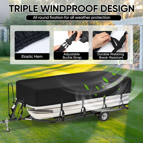 17 18 19 20FT Pontoon Boat Cover Trailerable Waterproof Heavy Duty Marine Grade - Picture 5 of 13