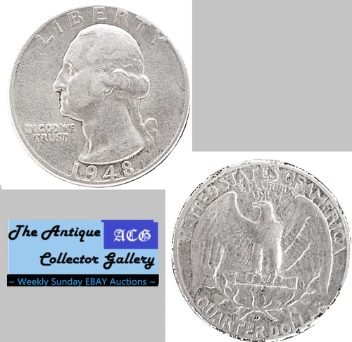 1948 D US Denver Mint Silver Washington Quarter🪙Post World War 2 Era🪙