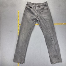 VTG Levis 501 Jeans Mens Gray Charcoal Made In USA Fits 26x32 Stain on Leg