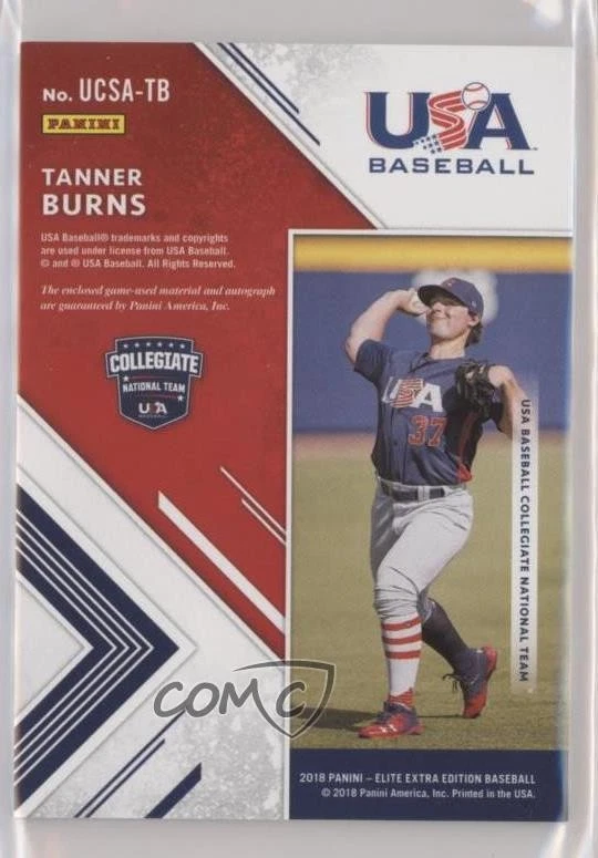 2018 Elite Extra Edition USA Collegiate Silhouette Blue /5 Tanner Burns Auto - Image 2 of 2