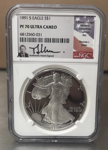 U.S. Mint 1991 American Eagle Silver Proof PF 70 NGC Hand-Signed