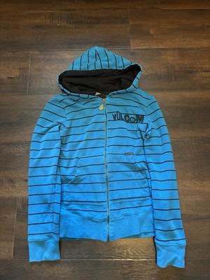vintage volcom surf hoodie stripws blue y2k archive size small skate