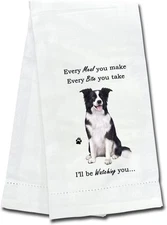 E&S Pets 711-5 Border Collie Dog Kitchen Towel, Off-white
