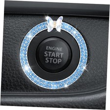 Bling Car Engine Start Button Cover,Butterfly Crystal Rhinestone Push Blue