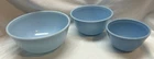 Vintage Pyrex Delphite Bluebelle 3 Piece Set Nesting Mixing Bowls 401, 402, 403