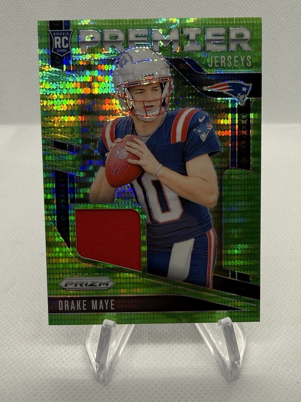 2024 Panini Prizm - Premier Jerseys Drake Maye #PJ-DME Neon Green Pulsar Prizm  