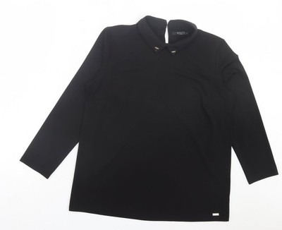 Mohito Damen schwarze Polyester Basic Bluse Größe XL Kragen - Abzeichen am Kragen