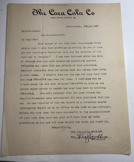 RARE Hand Signed Asa Griggs Candler Coca Cola PRESIDENT Letterhead 1907 Atlanta