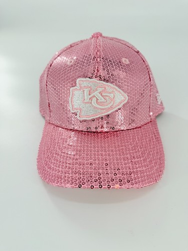 Kansas City Chiefs New Era Cap Hat Youth Pink Sequin 9Forty Adjustable NWT