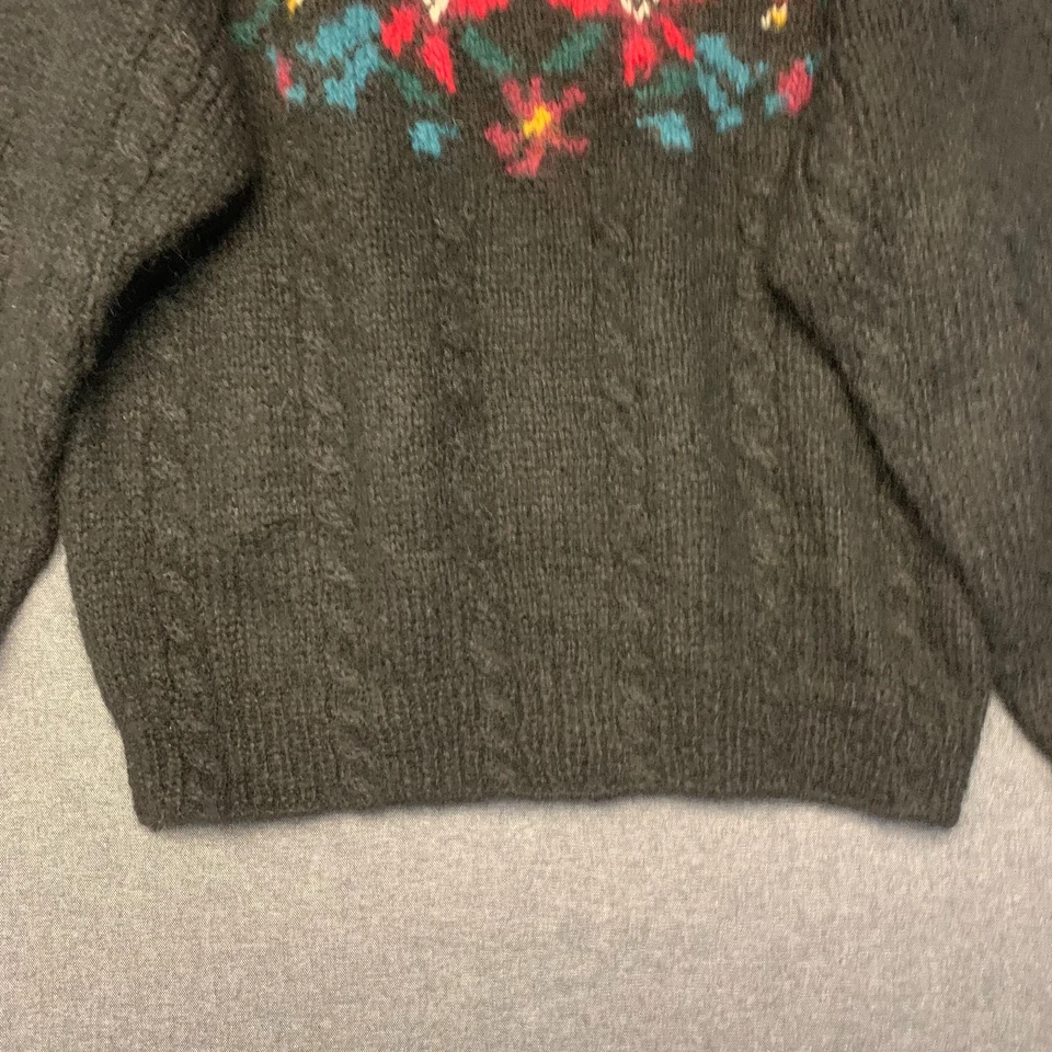 L.L. Suéter para mujer Bean talla L negro multicolor tejido floral vintage mezcla de lana Foto 3 de 4