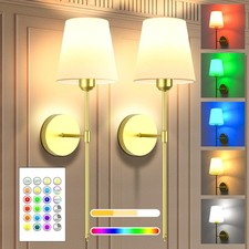 Battery Operated Wall Sconce Set of 2 - Rechargeable Wireless Wall Lights wit...