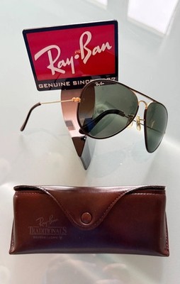 Vintage Bausch & Lomb Ray Ban Aviator Leathers Sunglasses 62-14 Mint Condition !