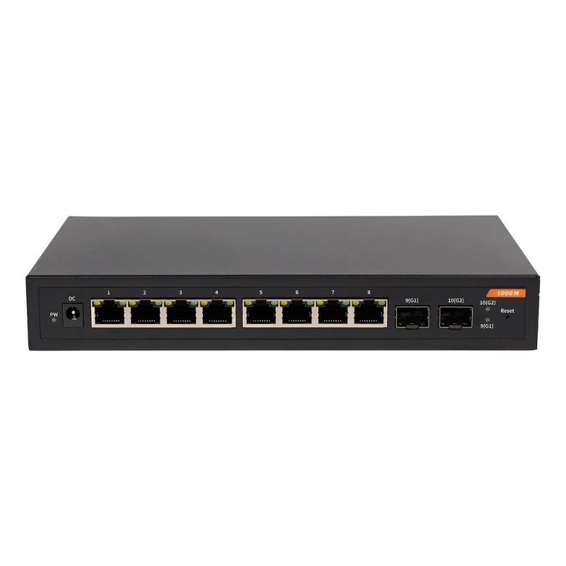 8-Port Gigabit Web Smart PoE Switch with 2xSFP+ Managed Network Switch Fiber