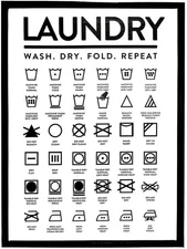 Laundry Symbols Guide Laundry Room Tin Sign Metal Wall Art Iron Painting for Ind