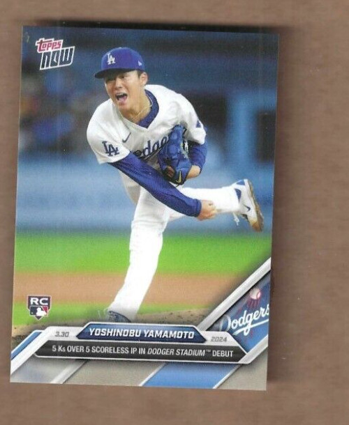 2024 Topps Now Yoshinobu Yamamoto "5K's In 5 Scoreless INN in Debut" RC Card #24