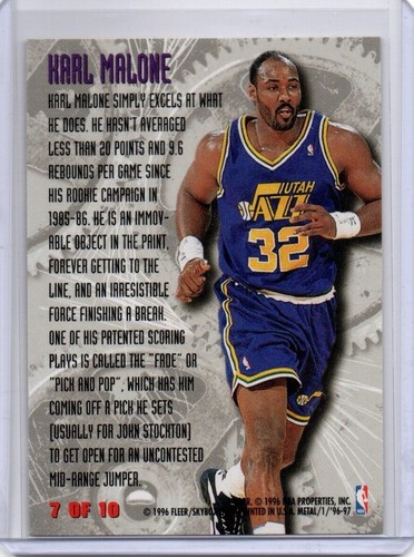Karl Malone 1996-97 Fleer Metal Power Tools #7 of 10 Utah Jazz - Picture 2 of 2