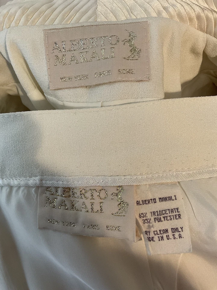 Precioso Traje Elegante Para Mujer Alberto Makali Marfil Detalle - Talla 6 - Único Foto 3 de 3