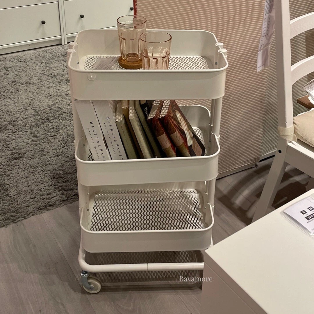 IKEA RÅSHULT Utility cart, Steel White with wheels 15x11x25⅝