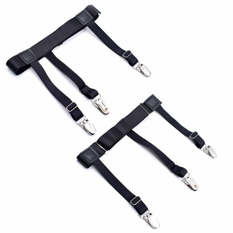 Mens Shirt Stays Thigh Garters Suspenders Non-slip Locking Clips