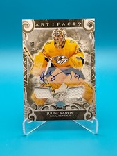 2024-25 UD Artifacts Juuse Saros Gold Auto Materials 47/65 #103 Predators